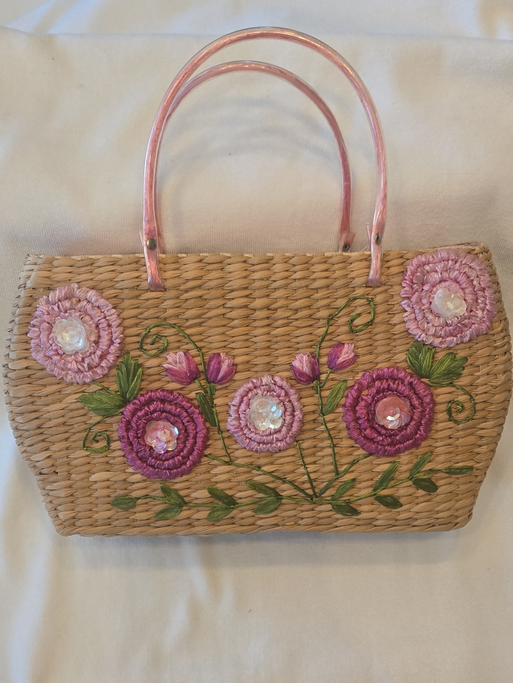 Pink Floral Embroidered Straw Tote By Caslon - Picture 2 of 7